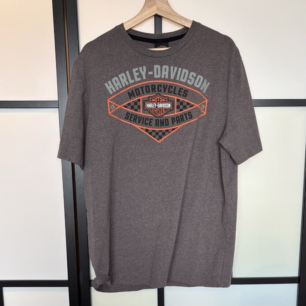 Harley Davidson T-shirt Y2K Motorcycle Service & Parts Gray Size LARGE Biker